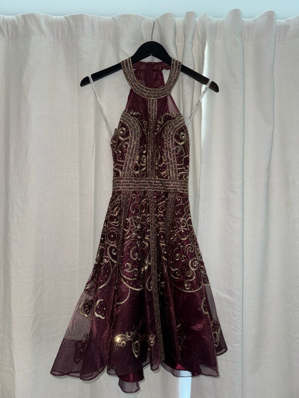 Ellie Wilde Burgundy and Gold Formal Dress